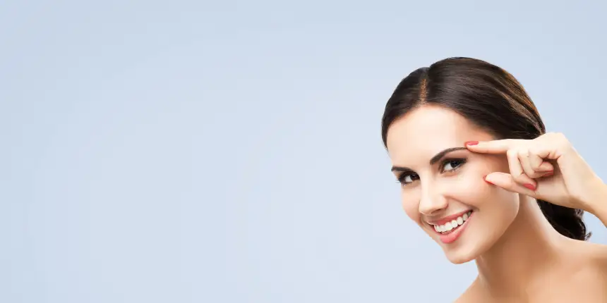 - JOSEPH Advanced Oculofacial Plastic Surgery Woman pointing to left eyebrow and lower eyelid
